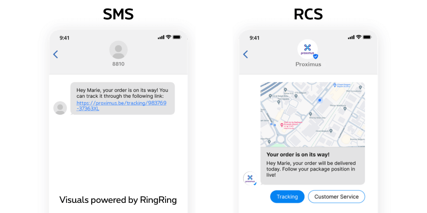 SMS versus RCS (visuels soutenus par RingRing)